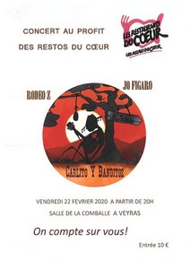Concert Soutien Restos du Cœur avec Jo Figaro + Carlito y Banditos + RodeoZ